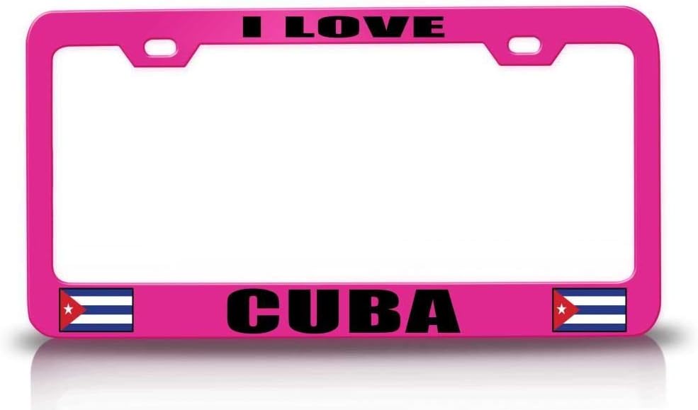 I Love Cuba Flag Metal Car SUV Truck License Plate Frame Pn a88