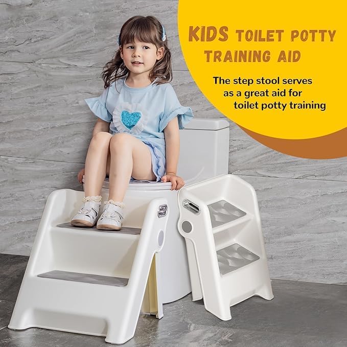RELEMTRA Strong Plastic Stool for Home | Anti Skid, Light Weight & Durable | Plastic Stool for Sitting | Sturdy & Portable Stool for Home | Ladder Children's Stool 2 Step Sink Baby Bench Bathroom 1