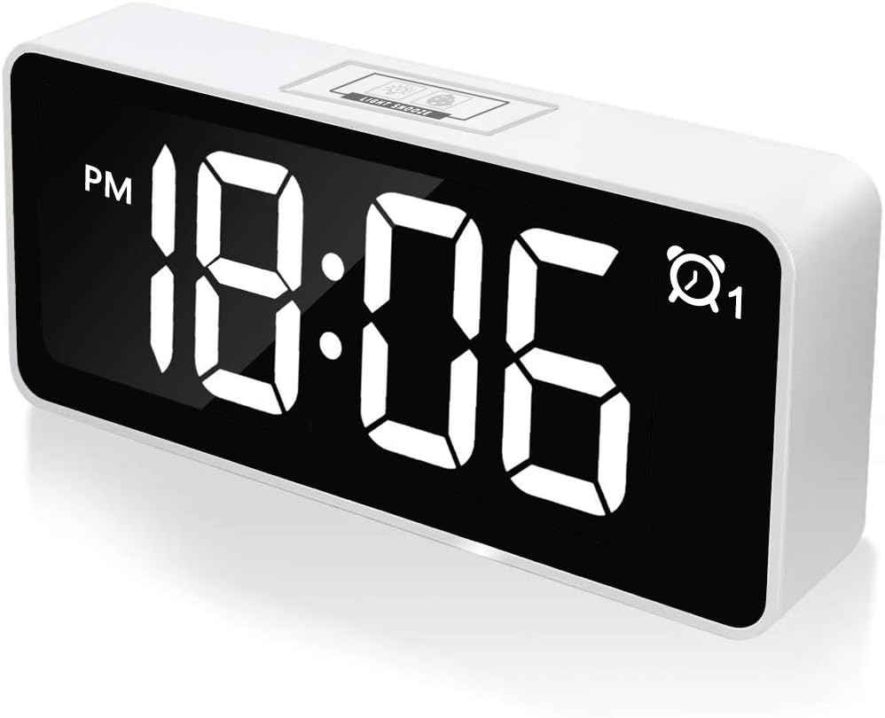 CHEREEKI Digital Alarm Clock, 4.6" LED Bedside Clock with Dual Alarm