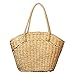 Damen Stroh-Umhängetasche, Sommer-Strandtasche, große Kapazität, Tragetasche, handgefertigt, gewebte Schultertasche, Handtasche, 1, One size