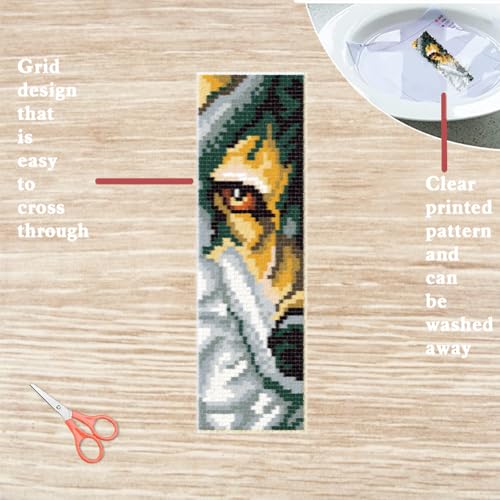Image of FREEBLOSS 6 Set Cross Stitch Bookmark Kit Stamped Cross Stitch Kit Wild Animals Stamped Embroidery Bookmark with Instruction Cross Stitch Kits for Adults DIY Bookmark Kit 8''x2.4''