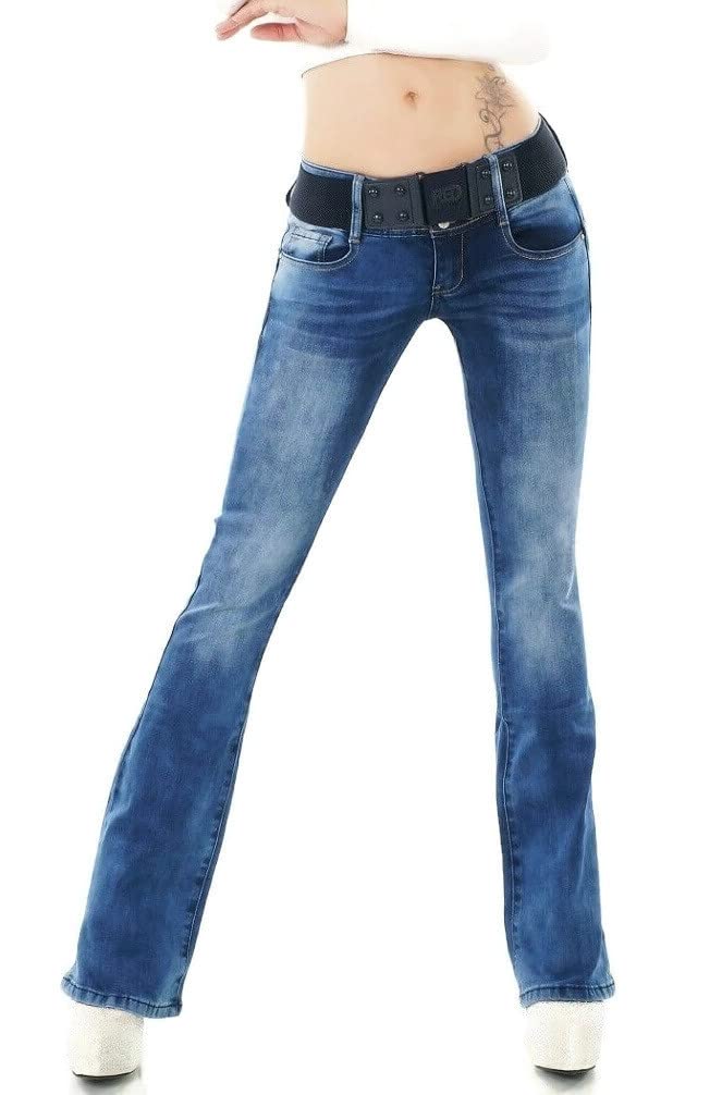 Ladies Boot Cut Denim Stretch Jeans Trousers Blue Sizes UK 6 8 10 12 14