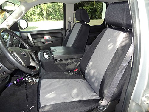 Durafit Seat Covers Made to fit- Chevy Truck/Pickup Silverado, Avalanche and GMC Sierra LT 40/20/40 Custom Black/Gray Waterproof Endura Seat Covers.