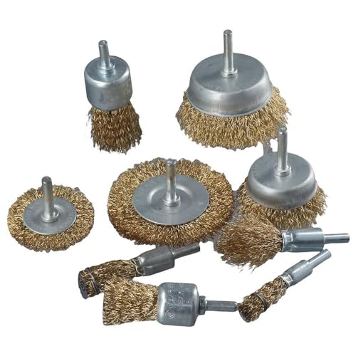 Image of 9Pcs Wire Brush Wheel Cup Brush Set,Wire Wheel Brush Set with 1 /4-Inch Shank,Coated Wire Drill Brush Set for Iron Rust Removal, Corrosion and Scrub Surfaces