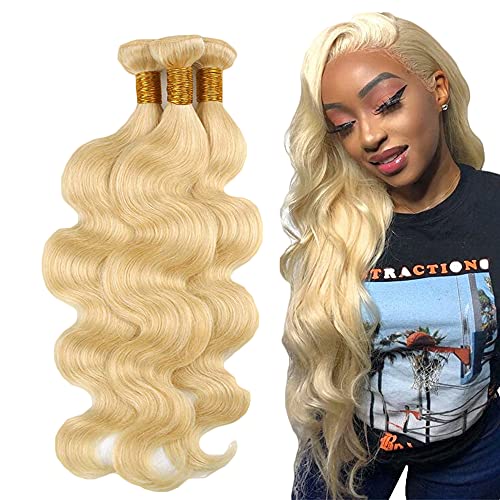 AuokMar 613 Blonde Bundles 8A Brazilian Body Wave 3 Bundles Blonde Human Hair Bundles 100percent Virgin Remy Hair 613 Bu
