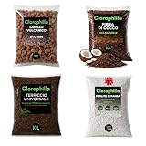 🌱 KIT COMPLETO PER OGNI COLTIVAZIONE Include Fibra di Cocco, Lapillo Vulcanico, Perlite Espansa e Terriccio Universale: tutto il necessario per creare il substrato perfetto per piante in vaso, orto e idroponica.