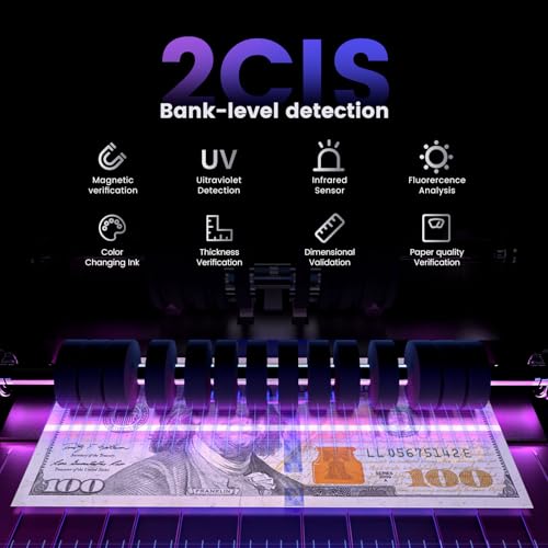 Aneken Mixed Denomination Money Counter with Counterfeit Detection, Touch Screen, and 2CIS/UV/MG/IR/DD/DBL/HLF/CHN, Value and Mixed Counting for Accurate Cash Counting