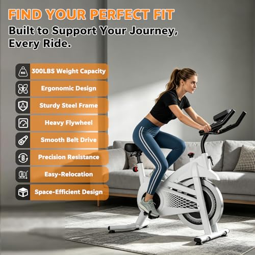 Image of Exercise Bike Stationary Bike Indoor Cycling Bicycle for Home Gym Spinning Bike 300 lbs Weight Capacity Adjustable Seat /Handlebar for Office Cardio Workout