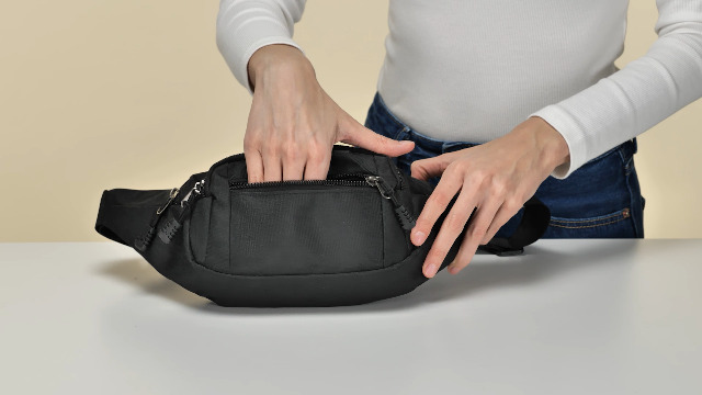 Marsupio Sportivo Unisex Grande - 4 Tasche Con Zip, Impermeabile Per Escursionismo - Foto 8