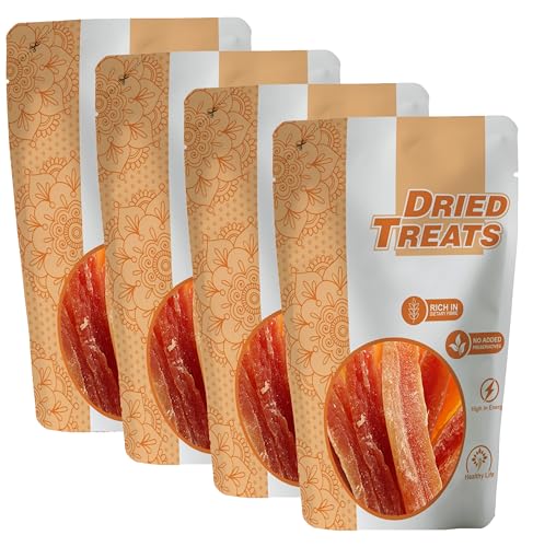 Image of Dried Treats Dried Papaya Slice 1000 Grams (250gm X 4) Sweet and Chewy Fruit Snack Packed with Vitamin and Fiber | Dehydrated Papita | Ideal for Vegan- Friendly Snacking | Adding to Trail Mix, or Topping Sweets, Smoothies and Ice Cream | Candied Dried Papaya | Naturally Sweet Dried Papeeta Dry Fruit Snack.