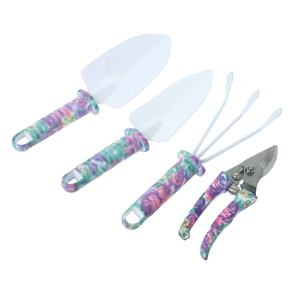 Conjunto de herramientas de jardín, Kit de herramientas de jardinería ligero con Mango antideslizante y Bolsa de asas de almacenamiento duradero para jardin, Patio, Púrpura Paquete de 5
