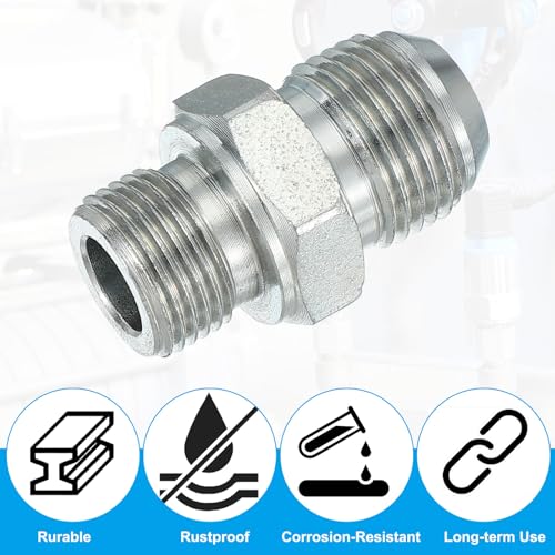 Image of PATIKIL Hex Reducing Nipple Connectors Pipe Adapter 3 /4 inch Male 37 Flare JIC x 3 /8 inch g Male, Pipe Fitting Reducer Nipple Adapter Plated Steel Hydraulic Fitting