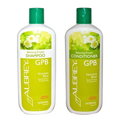 Aubrey Organics GPB Balancing Protein Shampoo + Conditioner Bundle (Rosemary Mint), 11 oz Each
