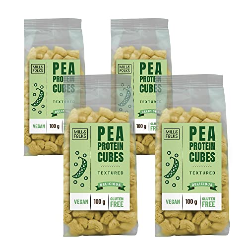 Mill & Folks Cubitos de Proteína de Guisante 4x100g | Vegano y sin gluten
