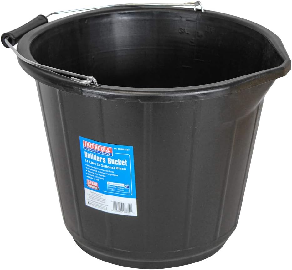 Easy Shopping 10 x Black Plastic Builders Bucket 3 Gallon 14 Litre