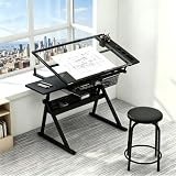 Garvee Drafting Table w/Stool, Height Adjustable Drawing Table