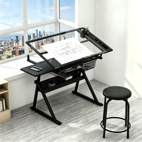 Garvee Drafting Table w/Stool Height Adjustable Drawing Table