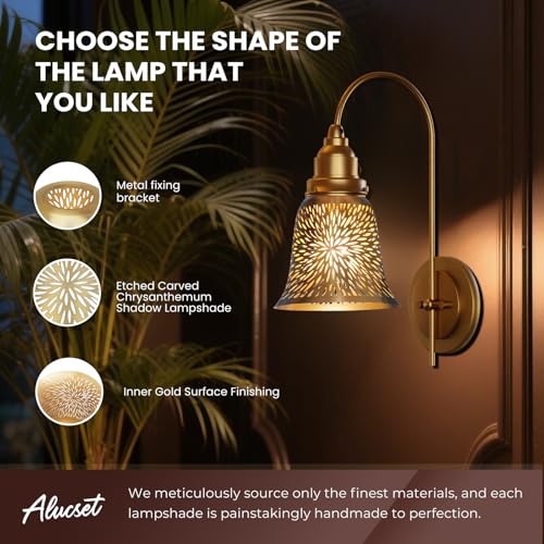 Image of Ceiling Fan Light Covers, ALUCSET Cracks Metal Pendant Light Shade, Light Fixture Cover Metal Lamp Shade Replacement with 1-5 /8-Inch Opening Fitter for Wall Lamp Chandelier-Yellow Brass /Gold-plated
