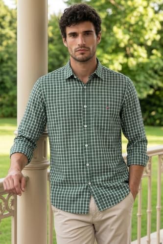 Image of Louis Philippe Men's Slim Fit Premium Cotton Easy Care, Soft Handfeel Full Sleeve Checks Casual Shirt