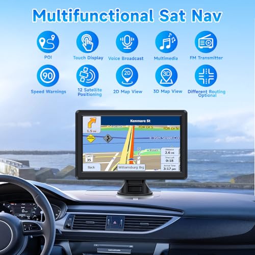9 Inch Sat Nav, Touch Screen GPS Navigator for Car Truck RV HGV with UK Europe Maps, Lifetime Free Updates, Satnav Support Postcode Search and Voice Guidance - Image 5