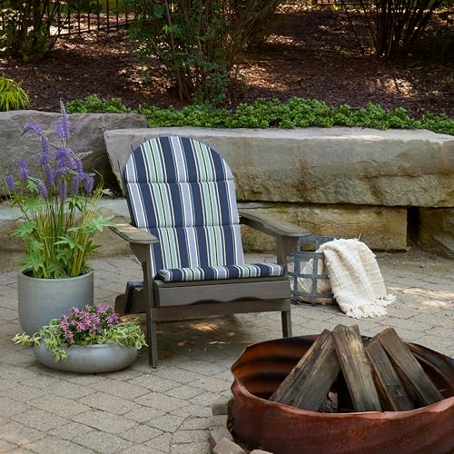 Arden Outdoor Foam Adirondack Cushion, 21.5 x 19, Water Repellent, Fade Resistant, Foam Cushion for Adirondack Chairs Sapphire Aurora Blue Stripe by Arden Selections - Image 2