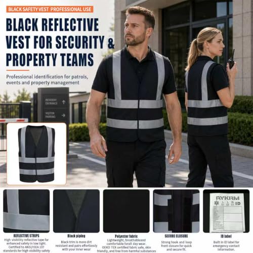 Image of AYKRM 12 colour High visibility viz vest hi vis viz reflective work construction safety vest (XS-8XL)