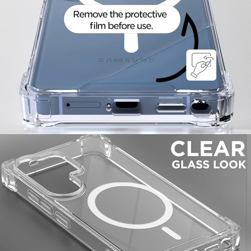 Image of Amazon Basics Back Cover for Samsung Galaxy S26 Ultra 5G Mag-Safe Shockproof PC + TPU Protective Case Magnetic Support Bumper Case (Transparent Mag-Safe)