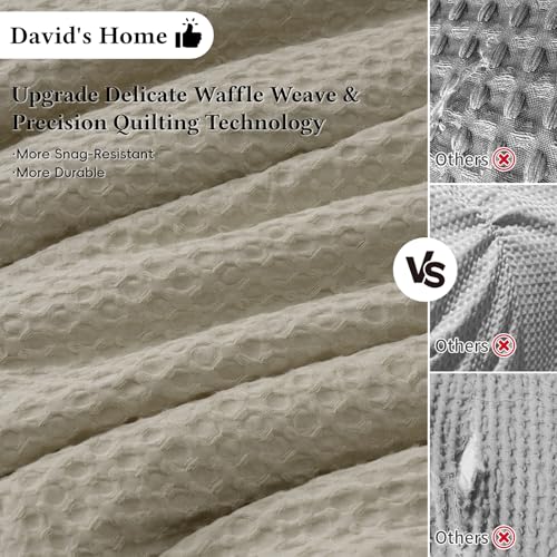 Image of David's Home Textured Summer Waffle Weave Comforter Set, King, Taupe | Cozy Soft Lightweight Breathable Fluffy Durable Hotel Bedding with Pillow Shams for All Season, Luxury Home Decor, Giftable