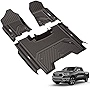 3W Floor Mats Compatible for Dodge Ram 1500 Without Storage 2019-2023, TPE All Weather Custom Fit Floor Liner for Dodge Ram, First and Second Row Full Set Car Mats Black