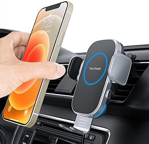 Car Wireless Charger, 15W Auto-Clamping Car Charger Mount, Air Vent Car Charging Holder for iPhone 13/13 Pro/12/12 Pro/ 11/11 Pro/Xr/Xs Max/Xs/X/8, Samsung S21/S20 /S10/Note10(with QC 3.0 Car Charger)
