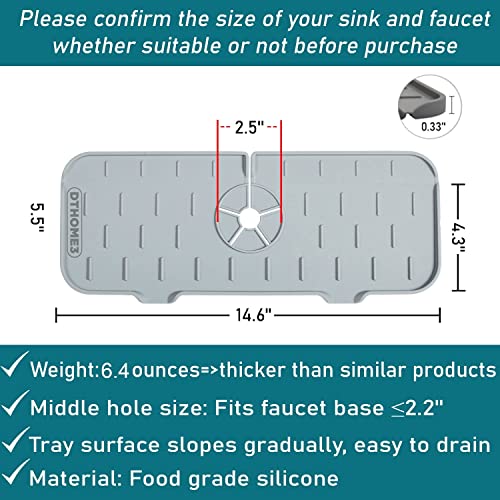 Dthome3 Silicone Faucet Handle Drip Catcher Tray Stop Water Pooling Up Behind Sink, Kitchen Faucet Sink Splash Guard, Sink Draining Mat Behind Faucet, Drip Protector Splash Drying Countertop(Grey) #TOP1