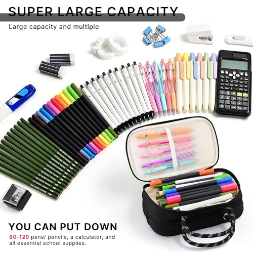 Image of TOPBIDAI Large Pencil Case Pouch School Supplies for Girls Boy Women Men | Big Pencil Bag with 5 Compartments, Easy Grip Handle, Office College School Pencil Box