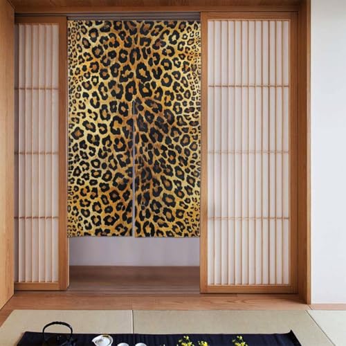 ヒョウ柄 のれん 暖簾 おしゃれ 間仕切り 和風 カーテン目隠し遮光 ロング 飾り 見えにくい トイレ ドアカーテン キッチ リビング 飲食店 遮光 厚手 柔らかい 飾り 玄関 廊下 寝室 部屋 温泉 旅館 ホテル お風呂 洗面所 出入り口 幅86丈143