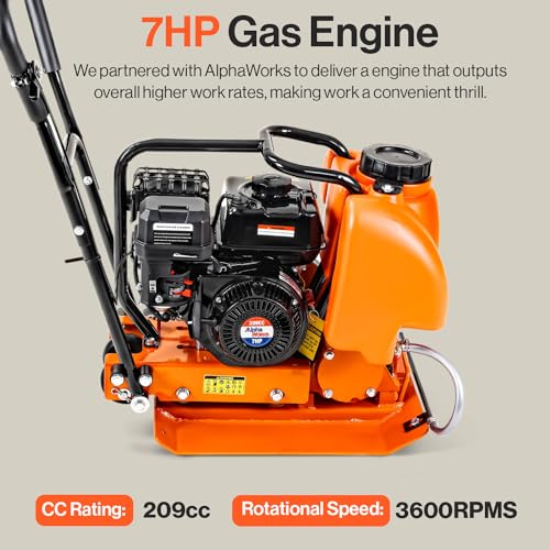 Image of SuperHandy Plate Compactor Heavy Duty 7HP 4200lbs Impact Force - w /Water Tank for Concrete and Dirt