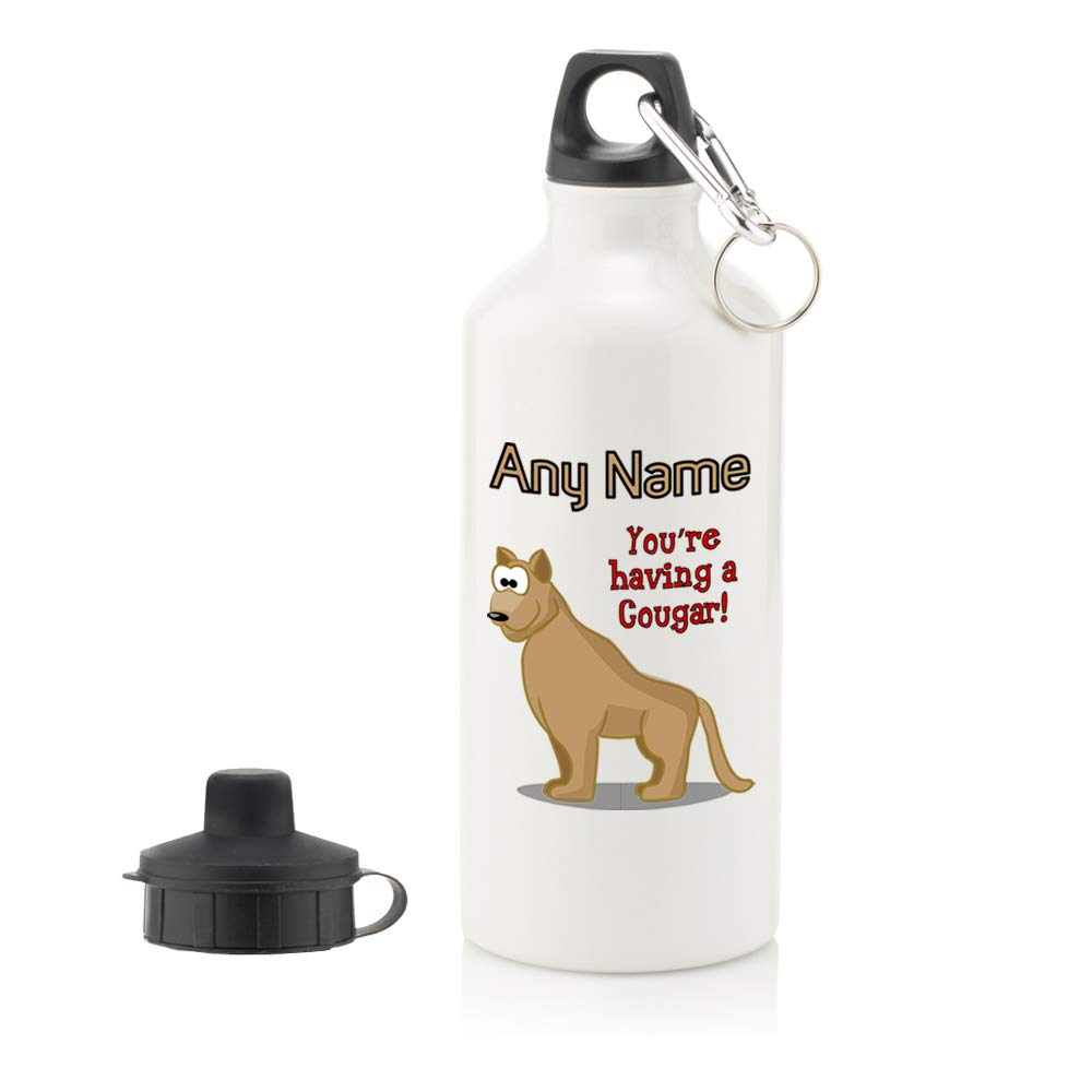 Bouteille d'eau 600 ml cougar blanc personnalisable gourde sport et école