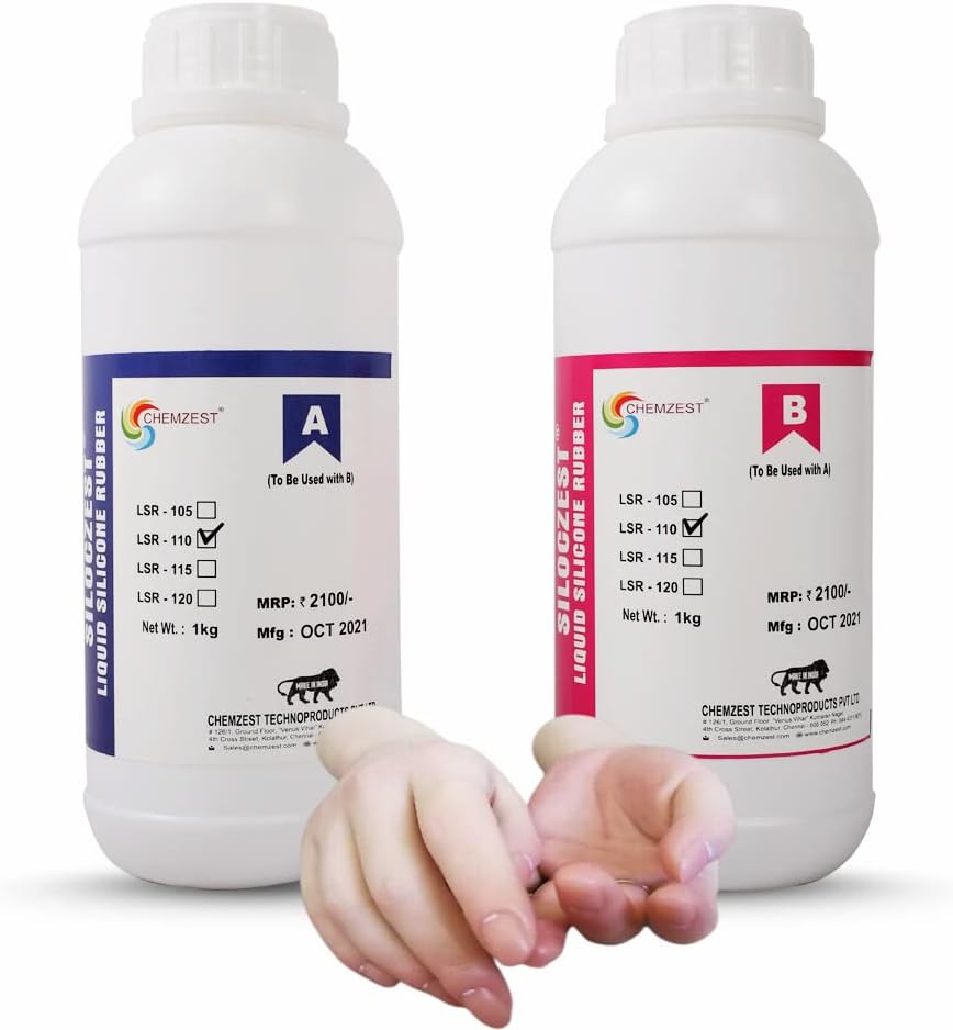 Skin Soft Silicone Making Kit,10A RTV Liquid Silicone Rubber-1:1 Mixing Ratio|Human Skin,Complete Finger,Robots Skin|Translucent(1KG+1KG)