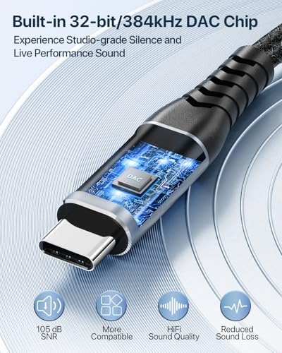 Image of USB Guitar Cable 9FT, Guitar 1 /4 Inch TS to Computer USB C Interface Cable Adapter for Instruments Recording Singing, 32Bit /384Khz Mono Braided Shielding Cable Compatible with USBC Ports | Gold-Plated, Nylon Braided, 32bit /384kHz DAC chip, Hi-Fi for Bass /Electric Piano /Mic to Phone /Laptop /Mixer,Plug Play,Shielded