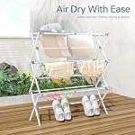 APEXCHASER Drying Rack Clothing - 3 Tier Metal Clothes Drying Rack Collapsible, Laundry Drying Rack Expandable, Small Clothe Airer for Baby Clothes Towel Bib Sock Indoor Outdoor Use(White) - Image 5