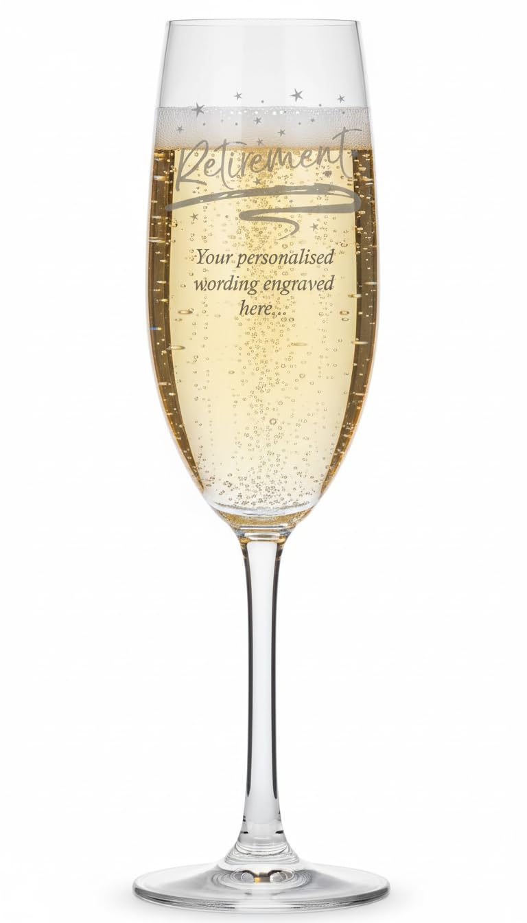 Ukgiftstoreonline Retirement Sentiment Personalised Engraved Champagne Glass Gift