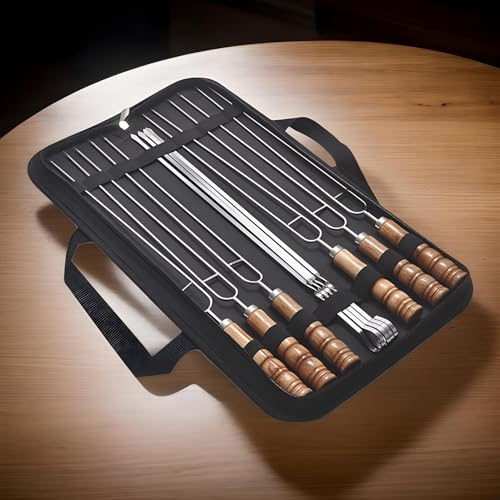 Brochetas de metal con mango de madera para barbacoa, pack de 10 unidades 4
