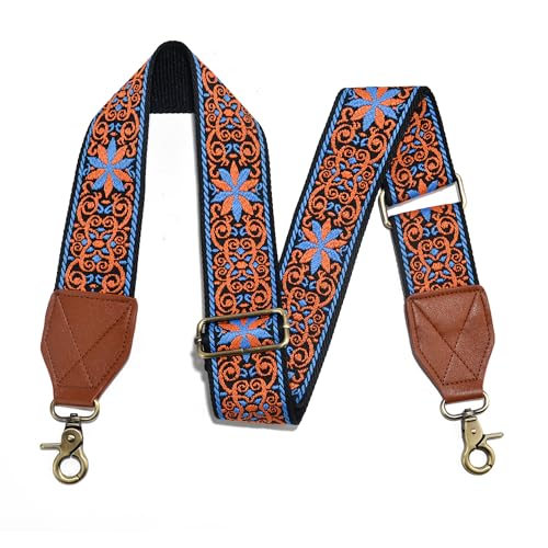 Image of LEMEDE Purse Strap,2 inch Leather End Shoulder Strap Adjustable Replacement,Retro Jacquard Multi-pattern Crossbody Bag Straps
