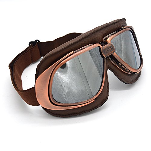 Evomosa Motorcycle Goggles Vintage Pilot Style Cruiser Scooter Goggle Outdoor Sand Goggles Bike Racer Cruiser Touring Eyewear For Half Helmet #TOP2