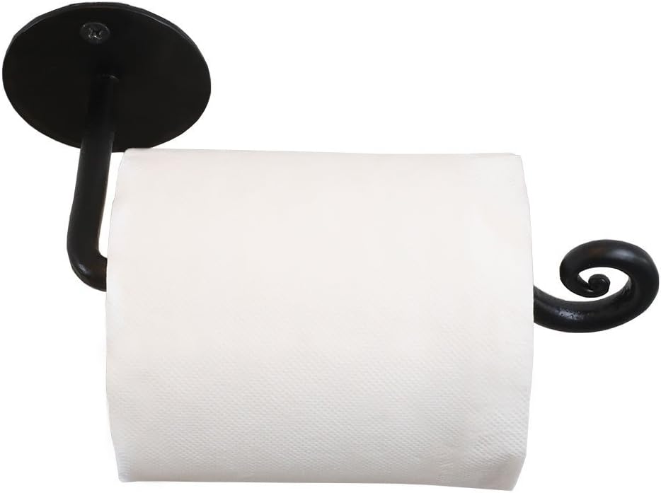 Blacksmith Handmade Wrought Iron Toilet Paper Holder – Black Iron Bathroom Accessories – Farmhouse, Vintage, Rustic – Easy to Install, Strong, Sturdy Wall Mount tp Hanger