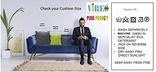 Image of PINK PARROTDopian Silk Polyester Blend Cushion Covers -16 X16 Inch, Nevy and Greenish Blue Colour,Set of 5