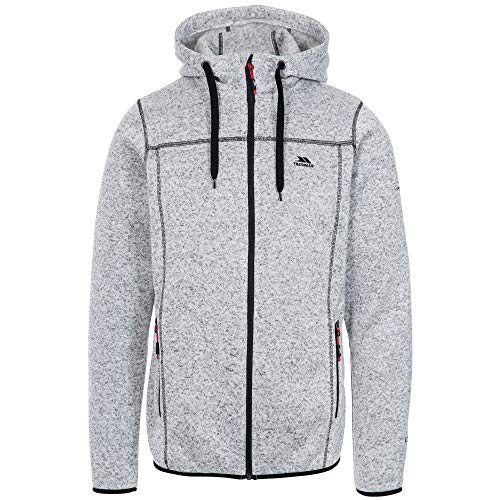 Trespass Mens Odeno Fleece Jacket L Ghost Marl 300gsm Knitted Marl Fleece Brushed Back Hooded Style