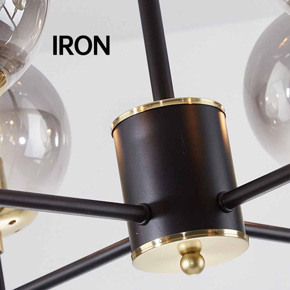 Genérico Lámpara De Araña Medieval De Cristal, Altura Regulable, Portalámparas E27 De 8 Bombillas, Apta para Salón Y Comedor, Metal Negro Resistente A La Corrosión (Smoke Gray Glass 10-Head)