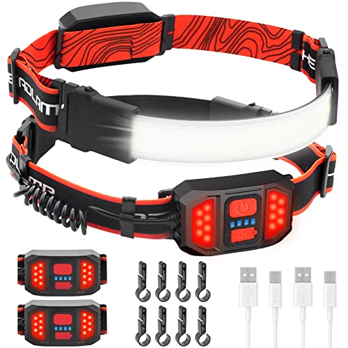 2 Pack Led Headlamp Rechargeable, Kungfuren Headlamp Flashlight, 1000 Lumens 230Â° Area Illumination Wide Beam Headlamp, 3 Light Mode Adults Headlamp for Outdoor Exercises, with Hardhat Clips.