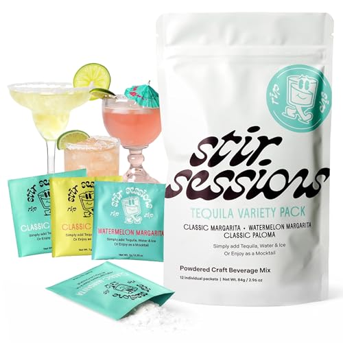 Stir Sessions Tequila Variety Pack - 12 Packets | Margarita Mix Flavors & Paloma Mix | Cocktail...