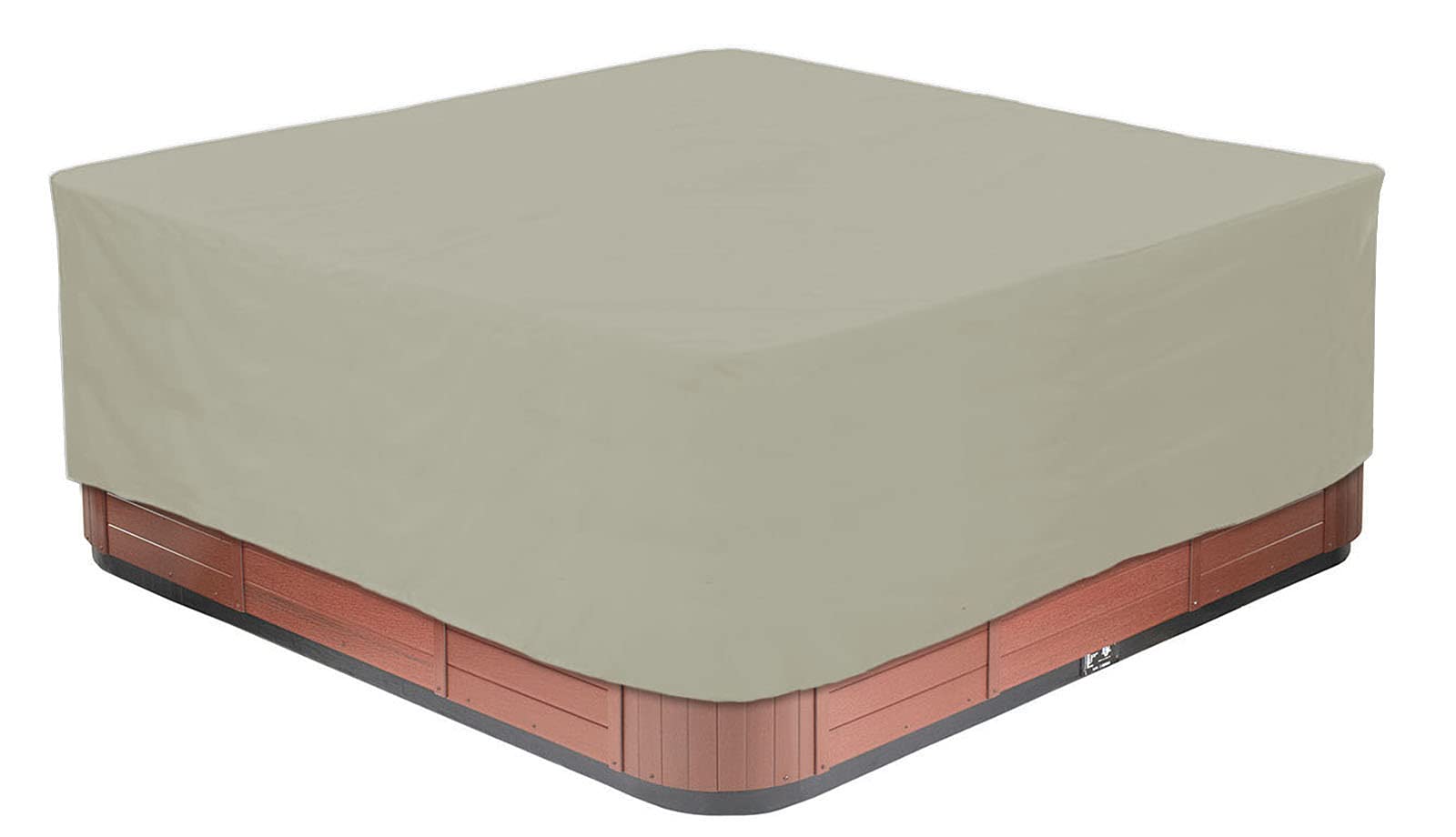 Pokrowiec na wannę z hydromasażem do spa na zewnątrz 220 x 220 x 85 cm wodoodporna ochrona przed promieniowaniem UV tkanina Oxford 210D kwadratowy beżowy pokrowiec do jacuzzi