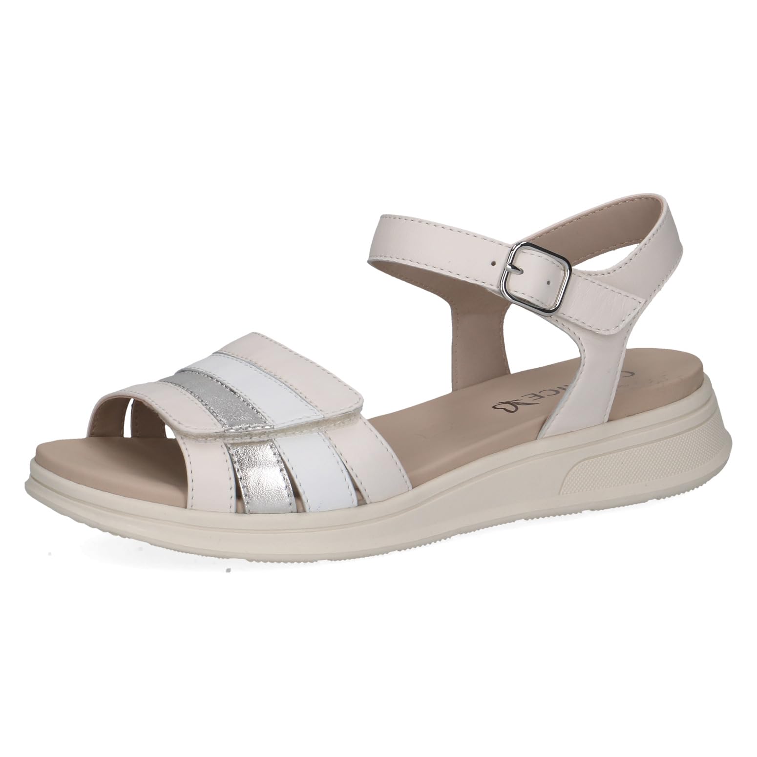 Caprice women's flat sandal in leather, Yellow (VANILLA COMB), 3.5 UK